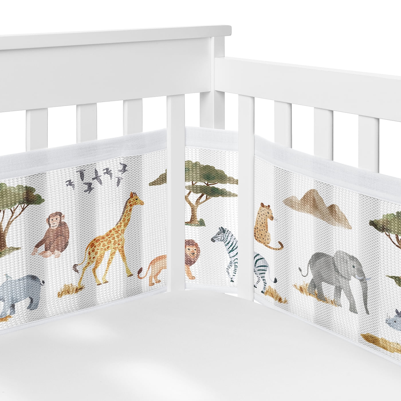 Sweet Jojo Designs Jungle Green Yellow White Crib Bedding + BreathableBaby Breathable Mesh Liner Pad