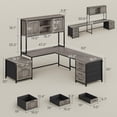 thumbnail image 3 of Farmhouse L Shaped Computer Desk with 6 Drawers and Hutch, Reversible Home Office Desk, Corner Office Desk, 3 of 7