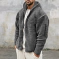 thumbnail image 2 of Lovskoo Men's Fuzzy Fleece Winter Coat Solid Color Plush Pocket Zipper Long Sleeve Hooded Casual Jackets Dark Gray, 2 of 9