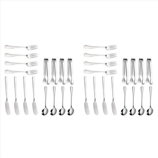 Juego de Cuchillos para Untar Mantequilla de Queso, 32 Piezas, Accesorios de Charcutería, Cuchillos de Mantequilla de Acero Inoxidable, Pinzas para Servir (Plata)