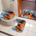 thumbnail image 4 of Blue Burnt Orange Bath Mat 3 Piece Bathroom Rug Set, Modern Oil Painting Geometric Abstract Non Slip Bath Rug Contour Mat and Toilet Lid Cover, Absorbent Shower Mats Soft Bath Rugs and Mats Sets, 4 of 8