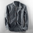 thumbnail image 3 of Havenx Cotton Linen Shirts for Men Long Sleeve Button Down Shirts Stand Collar Solid Color Tops Lightweight Vintage Soft Japan Style Clothes,Dark Gray L, 3 of 4