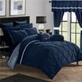 thumbnail image 1 of Chic Home CS0584-US Pincée Plissée Conception Réversible Chevron Modèle Couette Ensemble avec Draps & 44; Traitements de Fenêtre et Oreillers Décoratifs - Bleu Marine - Grand - 20 Pièce, 1 of 1