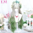 thumbnail image 4 of Perruques Synthétiques LM Argent Blanc Dégradé Vert avec Frange pour Femmes Perruque Longue à Cheveux Ondulés Naturelle Cosplay Fête Résistante à la Chaleur, 4 of 7
