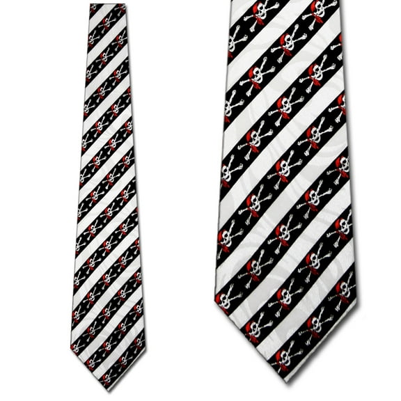 Pirate Skulls and Stripes Necktie Mens Tie by Tieg