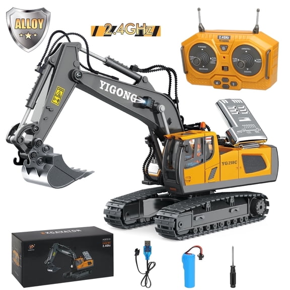 Freecat Remote Control Excavator Toys, 1:20 RC Construction Vehicles Toys for Boys 3 4 5 6 7 8 Years Old, 11 Channel RC Excavator Truck with Light/Sound, Boys Kids Gift for Birthdays, Christmas.