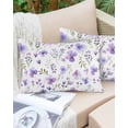 thumbnail image 5 of Purple Flowers Throw Pillow Cover Case, Couch Sofa Bed Pillowcase, Soft Decorative Lumbar Pillow Protector, Spring Botanical Plants Floral Leaves 12x20Inch Reversible Pillow Shams with Zipper, 5 of 6