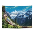 thumbnail image 5 of ONETECH  Mountain Tapestry Train and Yukon Railway Tapestry Wall Hangings Blue Sky White Clouds Forest Summer Alaska Scenic Wall Tapestry for Living Room Home Decoration, 5 of 7
