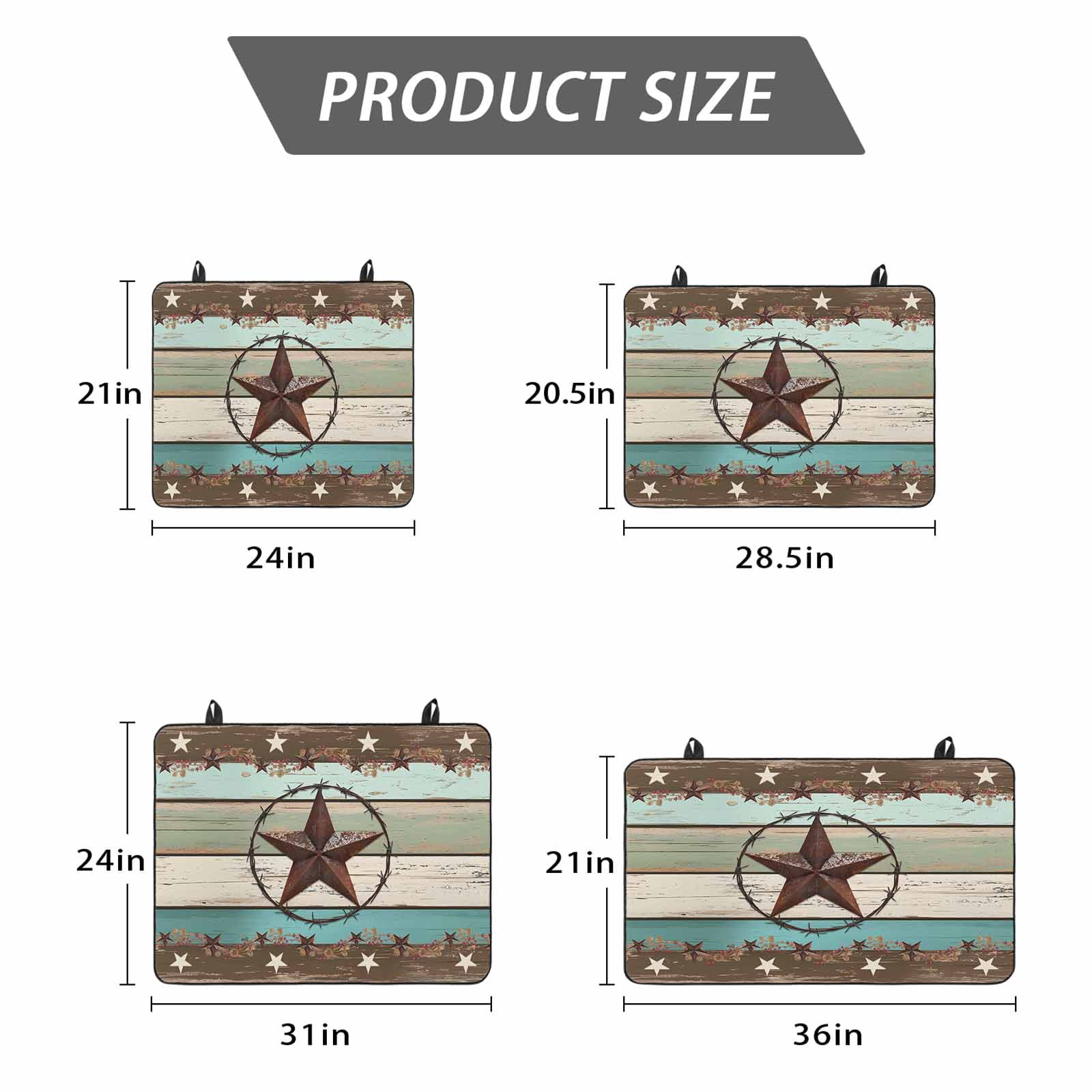 Teal Brown Texas Star Stove Top Cover for Electric Stove, Heat-proof & Non Slip Glass Top Stove Cover Protector, Farmhouse Country Wooden Kitchen Flat Cooktop Rubber Mat 24x21 Inches