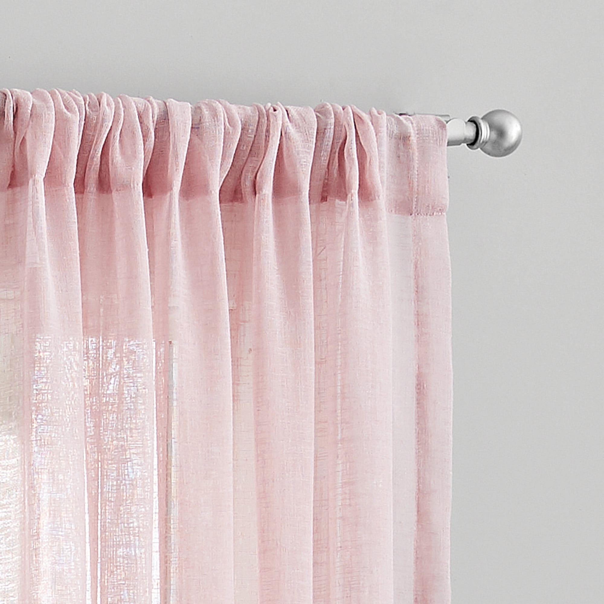 Mainstays Bel Air Indoor Curtain Single Panel, Pole Top, Ballet Slipper, Pink, Blush, Polyester, 50"W x 84'L, Adult