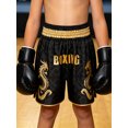 thumbnail image 5 of TiaoBug Kids Muay Thai Boxing Shorts with Gold Dragon Print Elastic Waist Fight Shorts for Training Competition Black 12, 5 of 7