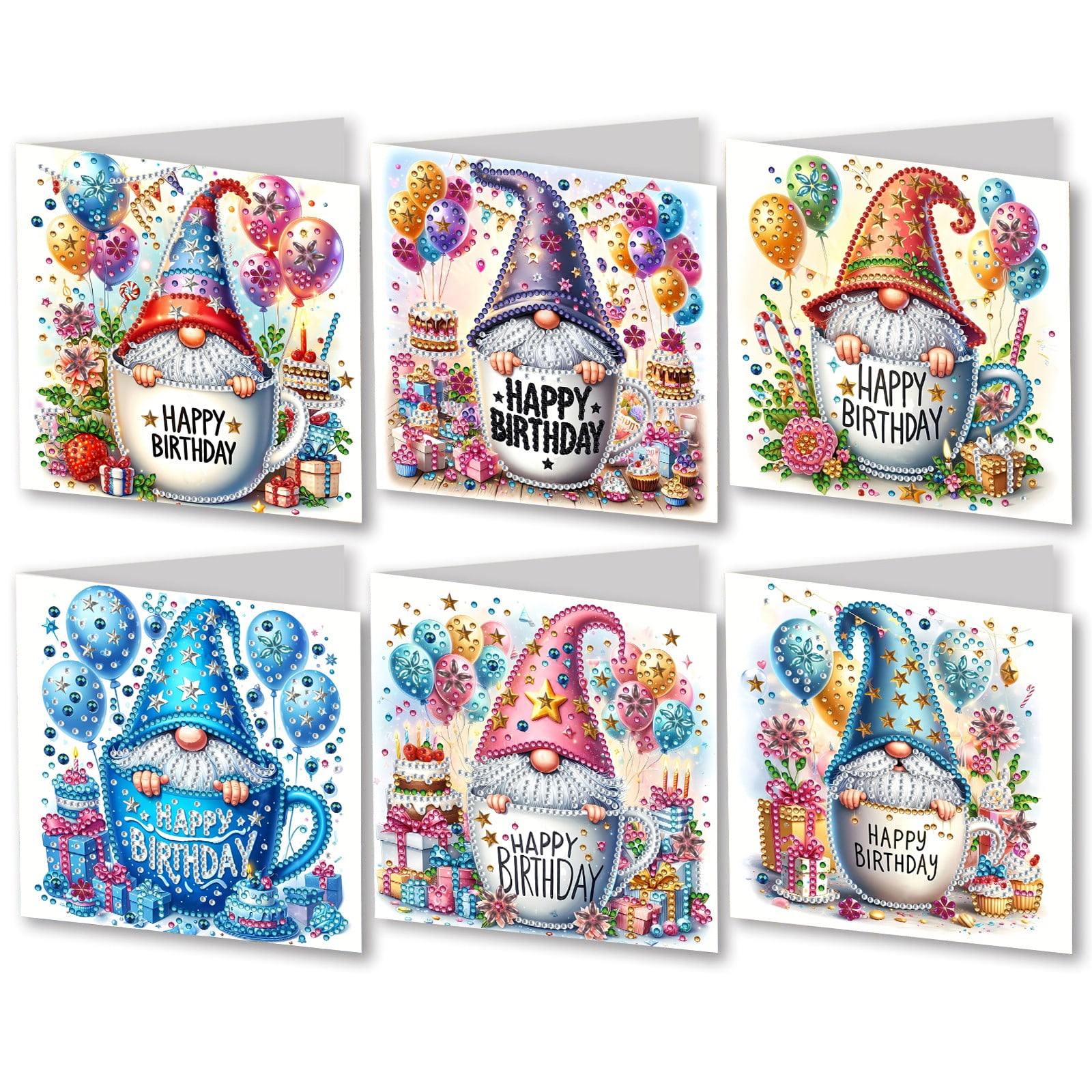 FLOPESN 12Pcs DIY Folding Greeting Card Diamond Art Painting Creative Design Blessing Card Set for Birthday Crafts Gift
