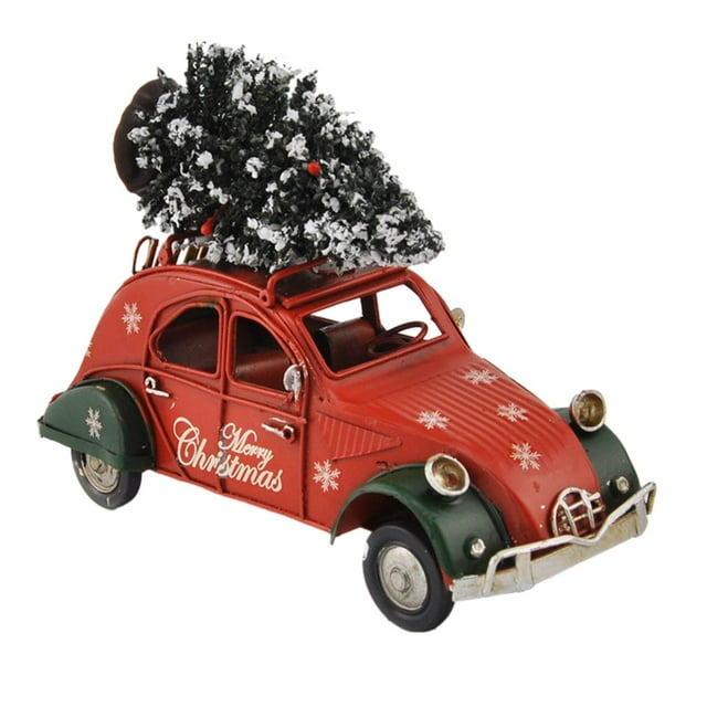 KLKCMS Noël Rouge Camion Décor Vintage Noël Rouge Pick-Up Anniversaire Cadeau Décoration