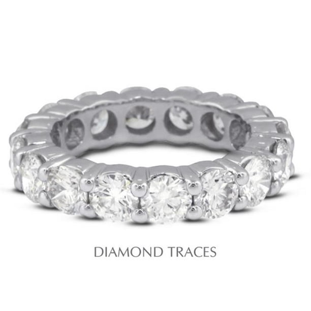 Diamond Traces UD-EWB100-3906 Or Blanc 18 Carats Serti à 4 Broches 2,31 Carats Diamant Naturel Total Bague d'Éternité Classique