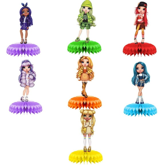 Rainbow High Dolls Centerpieces Honeycomb Table Toppers Decorations for Photo Props Birthday Party Decor Supplies