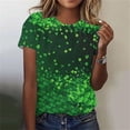 thumbnail image 2 of Xdegoge St Patrick's Day Tops Women Leprechaun Hat Clover Allover Print T-Shirt Short Sleeve Crewneck Tee Funny Irish Festival Shirt Summer Casual Holiday, 2 of 6