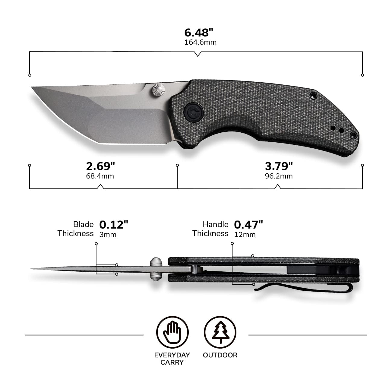 CIVIVI Thug 2 Pocket Knife Folding Knife for EDC C20028C-3