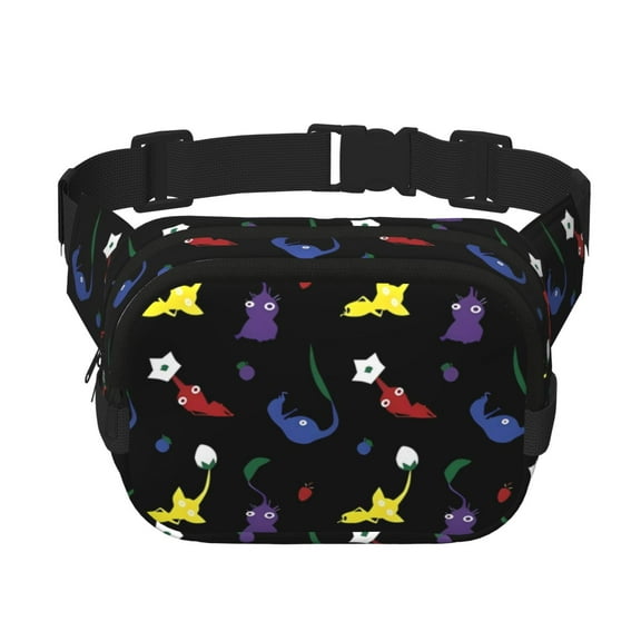 Saiise Pikmin Print Fanny Pack Crossbody Bag for Women and Men, Belt Bag for Hiking Bum Bag with Adjustable Strap, Waist pack for Running Workout Sports Travel