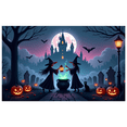 thumbnail image 1 of Spooky Castle Halloween Banner with Witch Bats Jack-o'-lantern for Decoration Party Celebration, 1 of 5