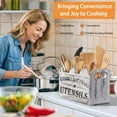 thumbnail image 2 of Wood Kitchen Utensil Caddy with 3 Compartments, Rustic Farmhouse Style, Ideal for Storage and Organization, White, 2 of 6