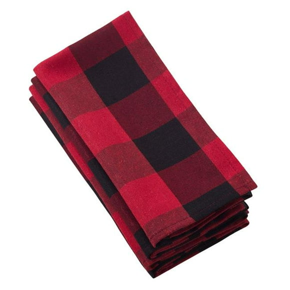 SARO 5026.R20S Serviette en Coton à Carreaux Carrés 20 Pouces Rouge - Ensemble de 4