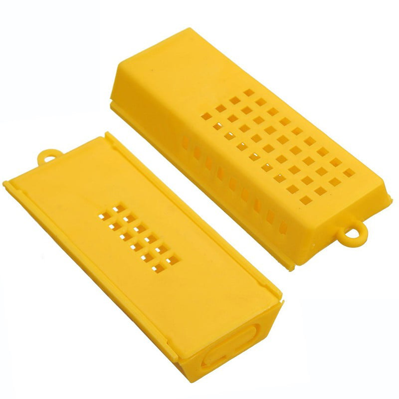 10X Extended Queen Bee Cage Catcher Trap Case Plastic Beekeeping Tool Yellow 