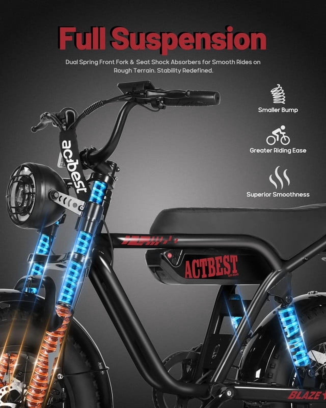 Electric Bike, 16"x4.0" Fat Tire Ebikes for Adults, 750W Peak 25 MPH Electric Mountain Bike, 48V 10.4 AH Battery, 7-Speed E-Bike with Free Lock