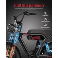 thumbnail image 6 of Blaze 16" Electric Bike for Adults/Teens, Peak 1200W 55 Miles 25Mph Full Suspension Fat Tire Electric Motorcycle,Black & Red, 6 of 6