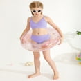 thumbnail image 5 of GYRATEDREAM Girl's Cute Two Piece Swimsuit V Neck Spaghetti Strap Wireless Bikini Set Kids Tankini Bathing Suit Sport Swimwear for 9-10Y Purple, 5 of 9