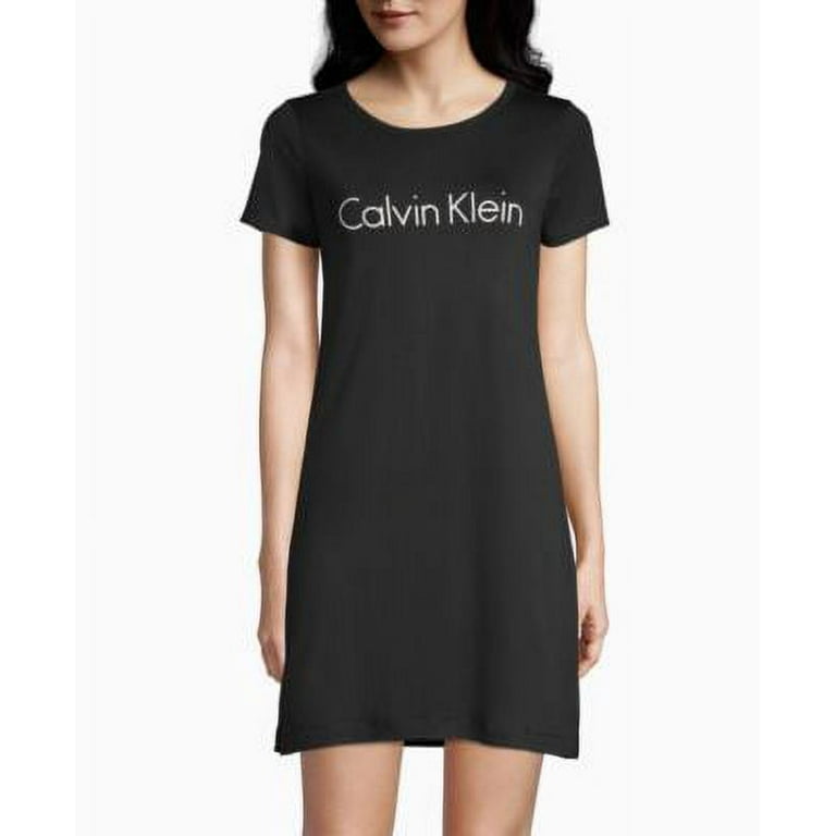Calvin Klein Women's 2-Pack Logo Print Sleepshirt Nightgown, Gray/Black,  Size Small