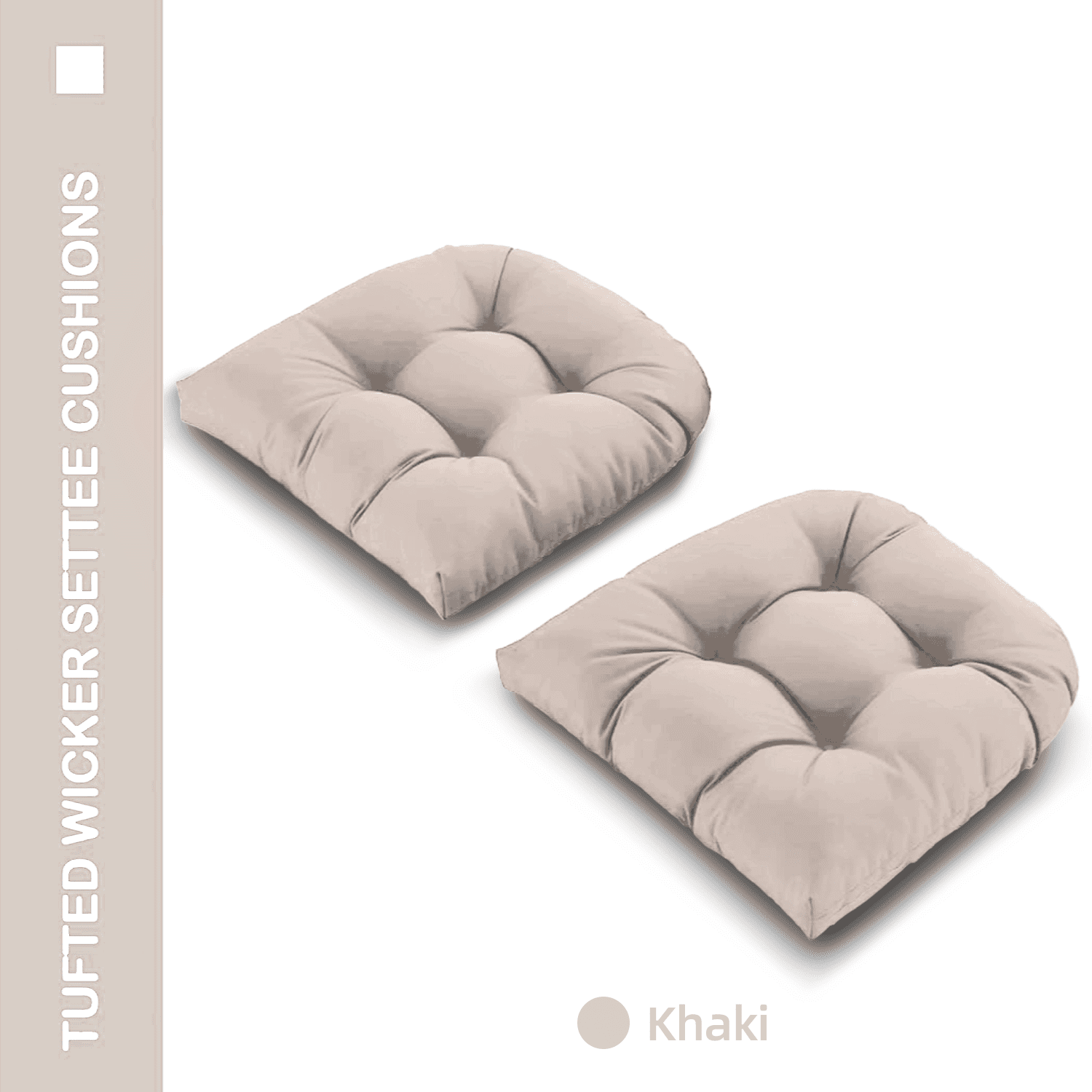 Tufted Wicker U-Shape Cushions Set of 2 ,Water and Fade-Resistant Performance Fabric , Outdoor Seat Cushions for Patio Furniture,22” x 22”(2 count)