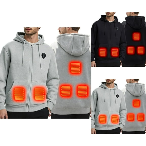 Hoodie Men Oversized Fit Mens Pullover Sweatshirt Casual Travel Wear Men's Heated With LED Light 5 Warming Technology Winter Warm Lined Outdoor Loose