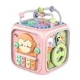 thumbnail image 4 of Cubo ocupado, cubo de actividades, juguete Montessori, desarrollo sensorial portátil con luz de Flash y sonido, tablero sensorial ocupado para regalos Rosa, 4 of 9