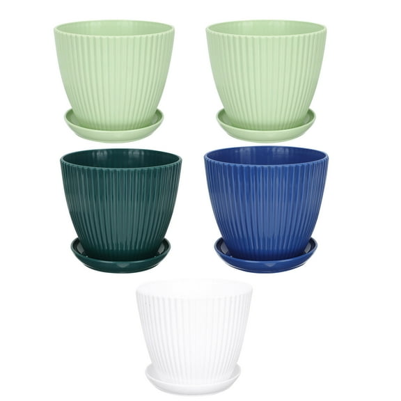 MOKKHNB 5Pcs Navy Blue Round Planter Pots Simple Design for Homeowners