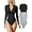 Black,grey, variant on Women's 2 Piece Bodysuits Sexy Ribbed One Piece Zip Front Long Sleeve Tops Bodysuits