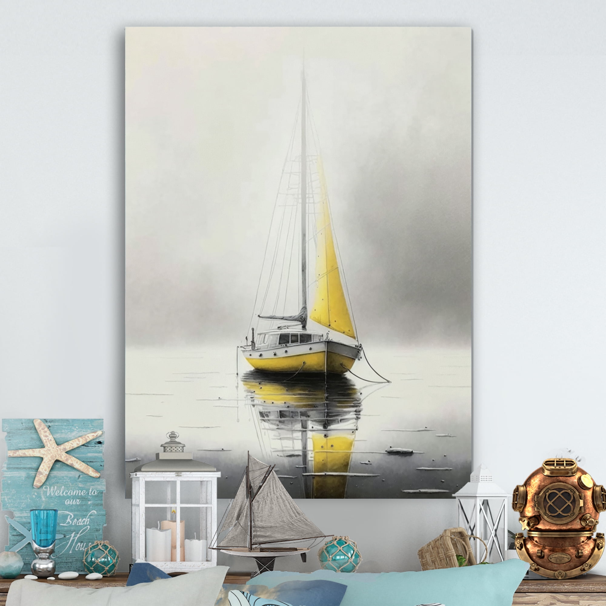 Designart Boat Anchored I Canvas Wall Art
