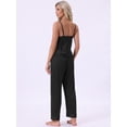 thumbnail image 4 of DARING DIVA Women's Satin Loungewear Leopard Print Cami Spaghetti Pajama Sets M Black, 4 of 7