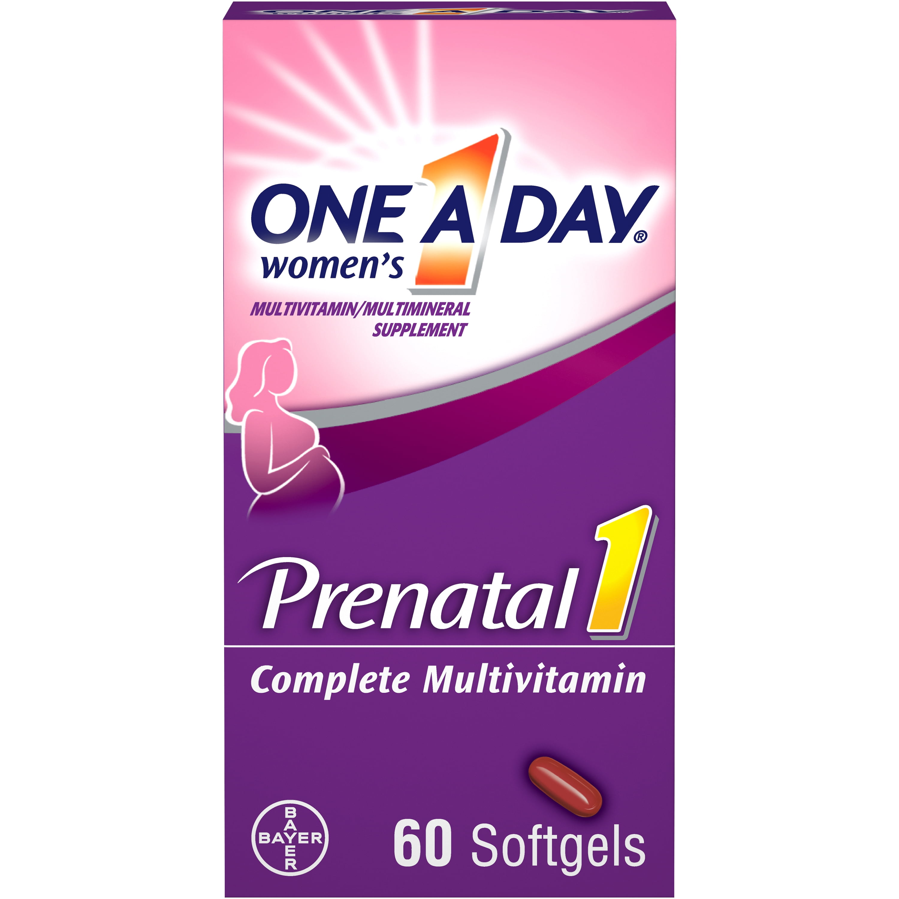 One A Day Women's Prenatal Multivitamin with Folic Acid, DHA and Iron, 60 Ct