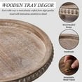 thumbnail image 4 of 12in Round Brown Wood Beaded Tray - Decorative Living Room, Coffee Table, Kitchen Table, Dining Room or Farmhouse Serving Tray, 4 of 8