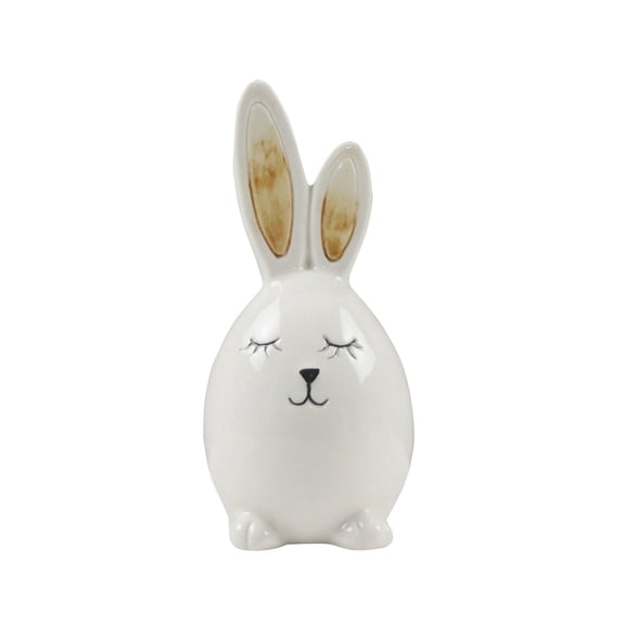 A White Ceramic Bunny Rabbit Easter Statue Porcelain Figurine For Spring Home Table Decoration