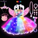 thumbnail image 4 of 2024 Vestido de princesa con tutú de unicornio brillante para niñas, vestidos brillantes con luces LED, diadema con alas, disfraz de escenario para fiesta de Halloween para niñas, 4 of 5