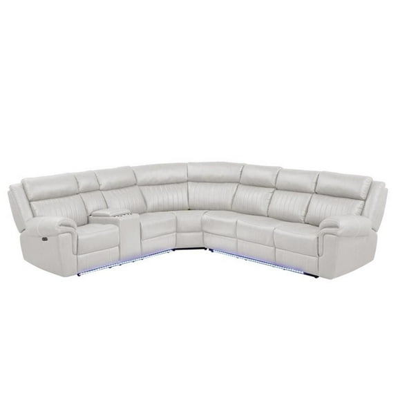 Aviator Modern Style Recliner Sectional Sofa made with Wood in Beige