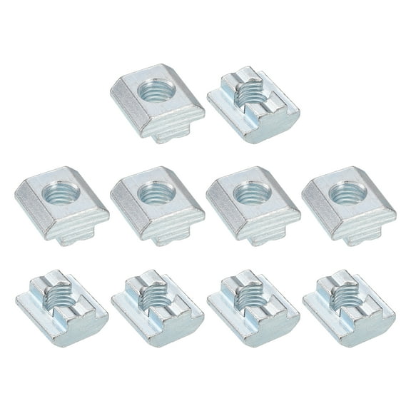 T Nuts, 10pcs - Galvanized Carbon Steel T Slot Bolts, 4545 Series M10 Hammer Head Fastener, Sliding T Nuts for Aluminum Extrusion Profile (Silver)