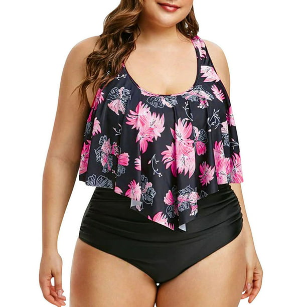 Løft dig op hit detail Frostluinai Savings Clearance Plus Size Swimsuits for Women Women High High  Waisted Swimsuit Flounce Top Vintage Tummy Control Bottom Two Piece Tankini Bathing  Suits - Walmart.com
