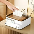 thumbnail image 4 of CQCYD under $5 Tissue Box Cover Holder with Storage, Napkin Tissue Box Cover Multifunctional Stationery Remote Control Box Facial Tissue Holder Case Dispenser Organizer Caddy for Home Office Bathroom, 4 of 6