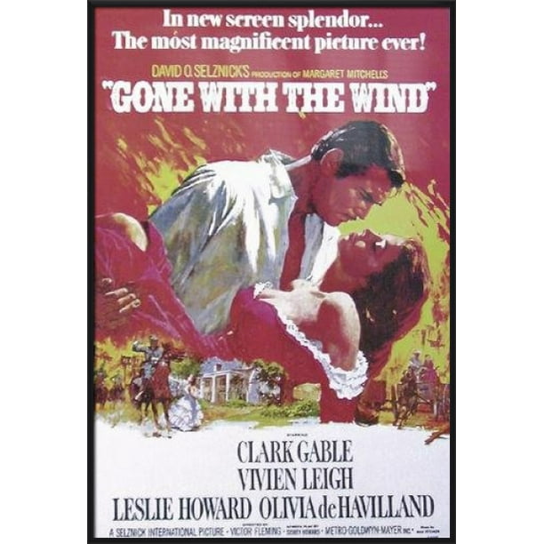 Gone With The Wind Framed Movie Poster Print Regular Style Kiss Flames Size 27 X 39 Walmart Com Walmart Com