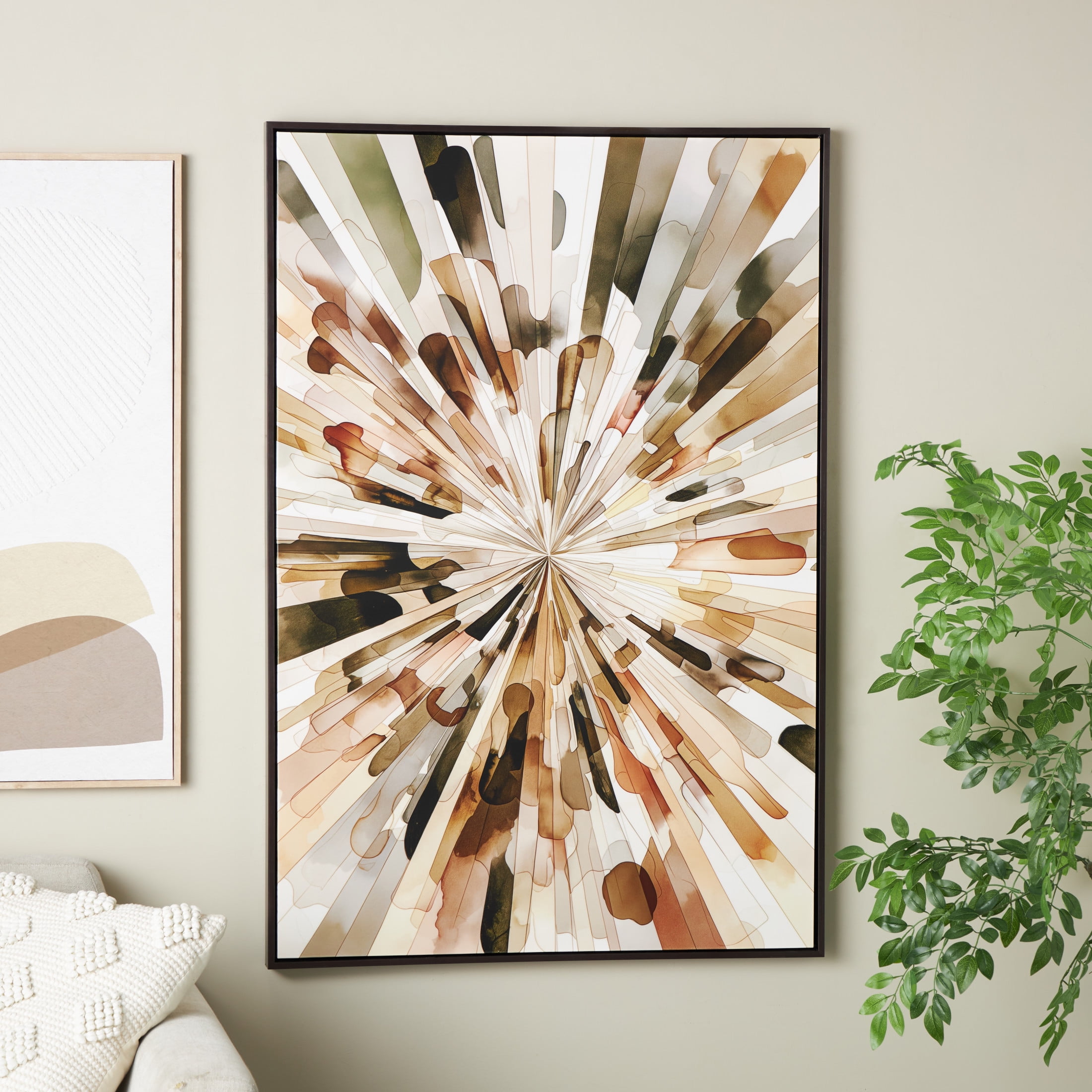 33" x 48" Abstract Sunburst Framed Wall Art with Black Frame, by DecMode