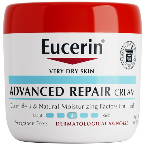 Eucerin Advanced Repair Body Cream for Very Dry Skin, 48-Hour Moisturizer, Fragrance Free, 16 oz