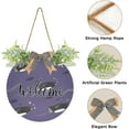 thumbnail image 2 of Welcome Sign with Wreath for Front Door, Rustic Round Hanging Welcome Sign, Wall Housewarming Gift for Home 11.8in, Purple Penguin Fish Home Decor, 2 of 7