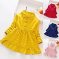 thumbnail image 3 of Adarl 3 Colors Autumn Casual Baby Kids Girls Dot Print Long Sleeve Dress Toddler Party Princess Yellow 2-3 Years, 3 of 11